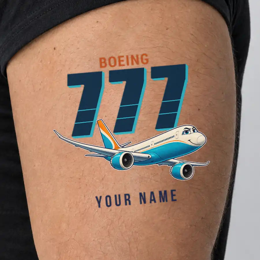Boeing 777-9 - Tattoo - Cartoon + Name - Man