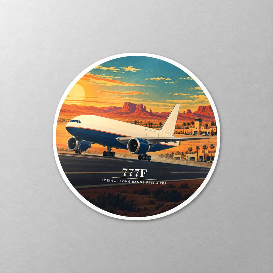 Boeing 777F - 3D - Circle Sticker - Close-up