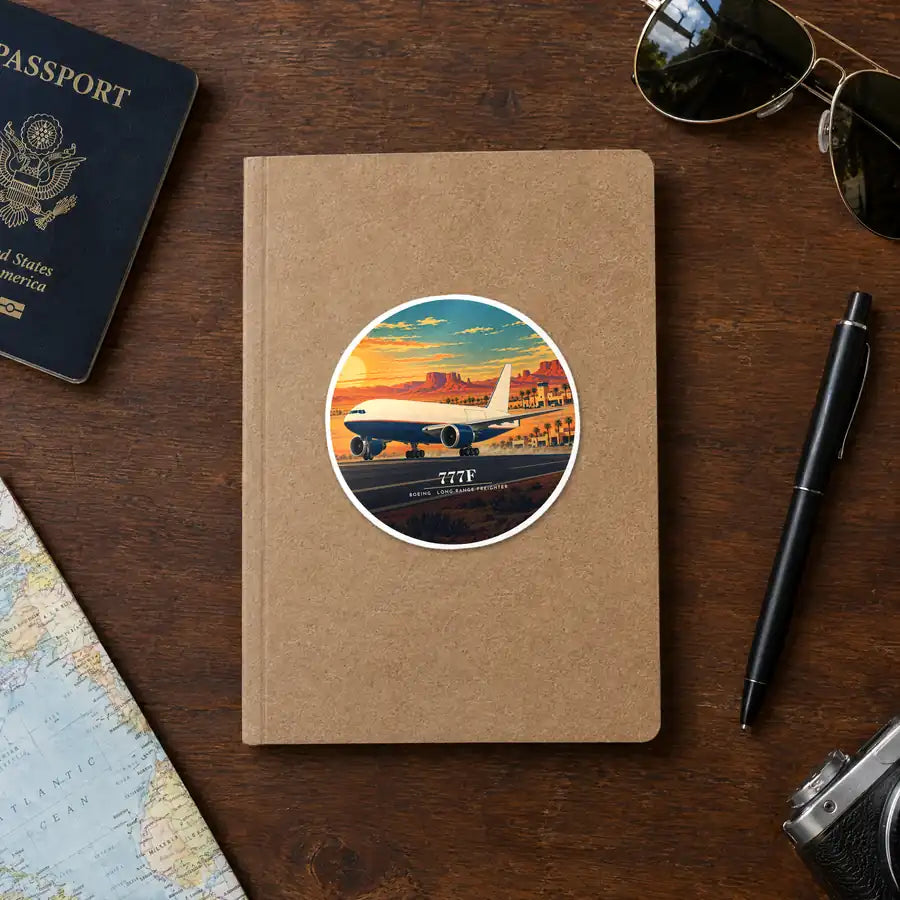 Boeing 777F - 3D - Circle Sticker - Notebook