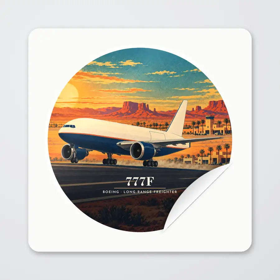 Boeing 777F - 3D - Circle Sticker - Peel