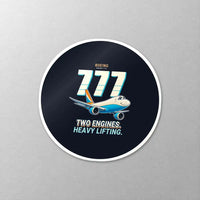 Thumbnail for Boeing 777F - Cartoon - Circle Sticker - Close-up