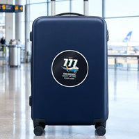 Thumbnail for Boeing 777F - Cartoon + Name - Circle Sticker - Suitcase