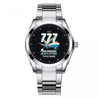 Thumbnail for Boeing 777F - Cartoon + Name - Stainless Steel Band - For Men