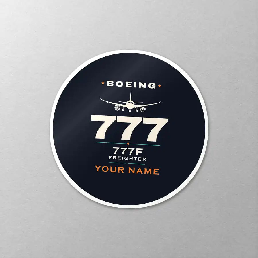 Boeing 777F - Heritage + Name - Circle Sticker - Close-up