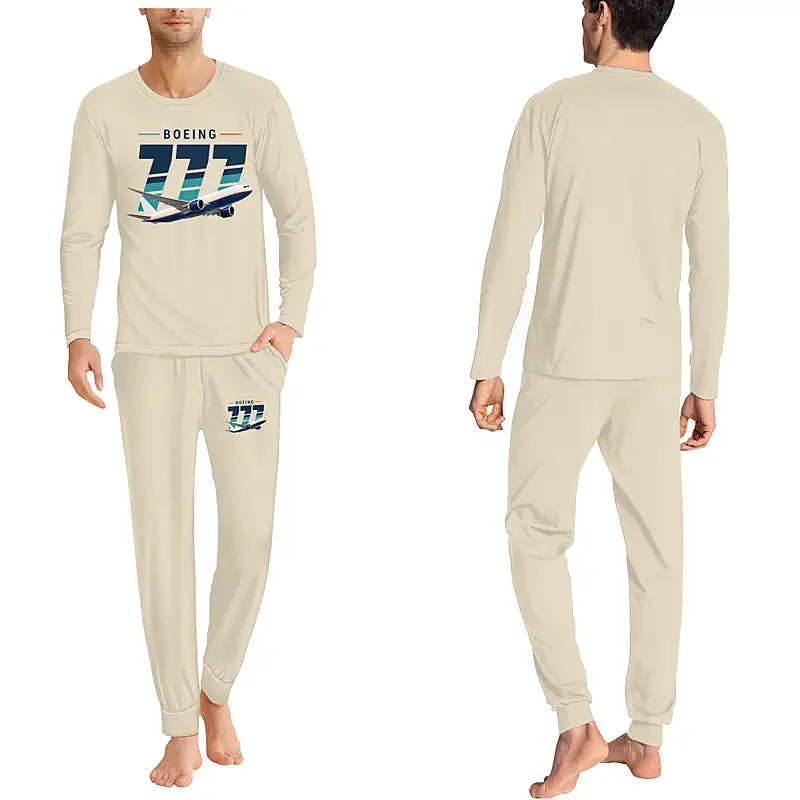 Boeing 777F - Men Pajamas - Original Chest - Beige