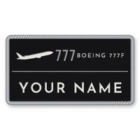 Thumbnail for Boeing 777F Patches - Rectangle + Name - Black Silver