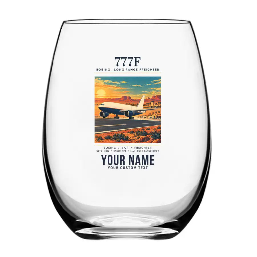Boeing 777F - Poster + Name - Water & Drink Glass