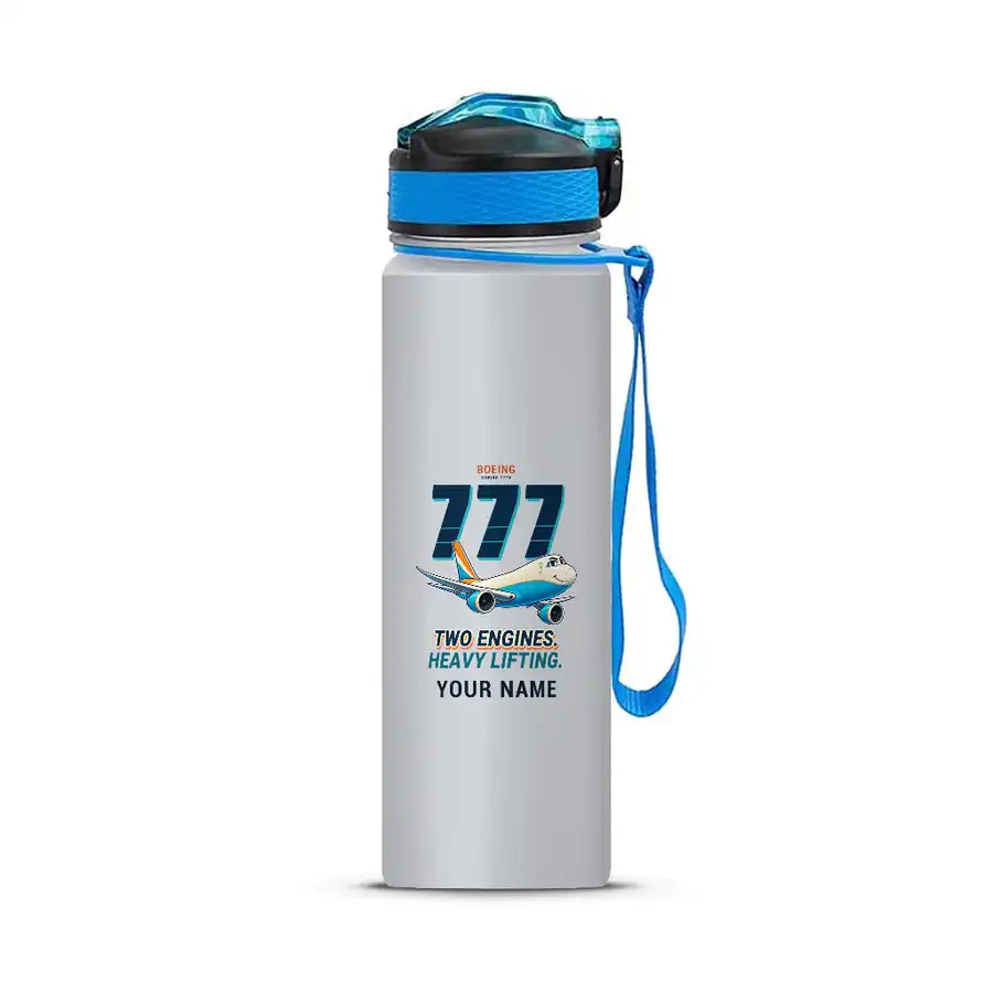 Boeing 777F - Sports Kettle - Cartoon + Name - Light Gray
