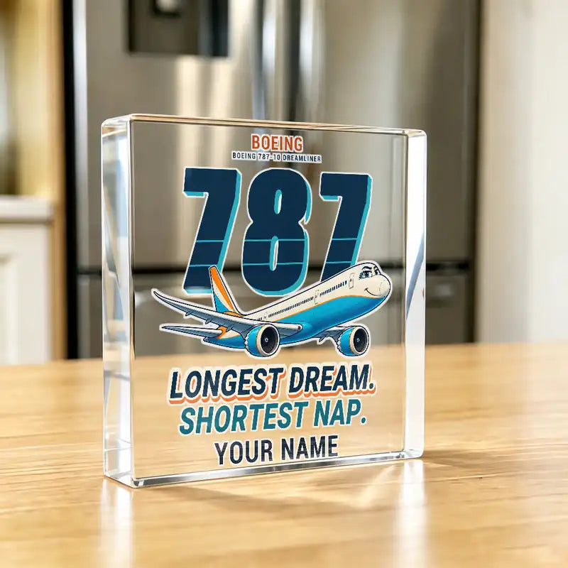 Boeing 787-10 Dreamliner - Crystal Ornament - Cartoon + Name - Kitchen