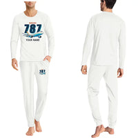 Thumbnail for Boeing 787-10 Dreamliner - Men Pajamas - Cartoon Chest + Name - White