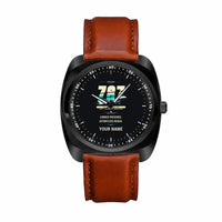 Thumbnail for Boeing 787-10 Dreamliner - Original + Name - Luxury Cushion - Black and Dark Brown Strap