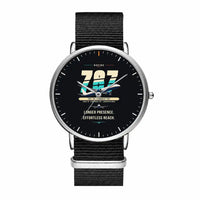 Thumbnail for Boeing 787-10 Dreamliner - Original - Slim Leather - Silver and Black Nylon Strap