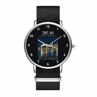 Thumbnail for Boeing 787-10 Dreamliner - Poster - Slim Leather - Silver and Black Nylon Strap