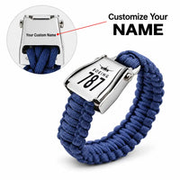 Thumbnail for Boeing 787-10 Dreamliner - Seat Belt Bracelet - Heritage + Name - Navy Blue