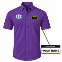 Thumbnail for Boeing 787-10 Dreamliner - Short Sleeve Shirt - Cartoon - Purple + NAME