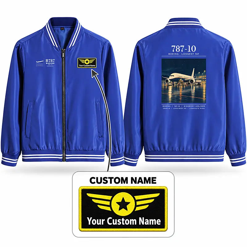 Boeing 787-10 Dreamliner Stylish Jackets - Baseball Collar - Poster + Name - Royal Blue