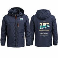 Thumbnail for Boeing 787-10 Dreamliner Stylish Jackets - Hooded Windbreaker - Original - Navy Blue