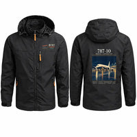 Thumbnail for Boeing 787-10 Dreamliner Stylish Jackets - Hooded Windbreaker - Poster - Black