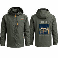 Thumbnail for Boeing 787-10 Dreamliner Stylish Jackets - Hooded Windbreaker - Poster - Olive Green