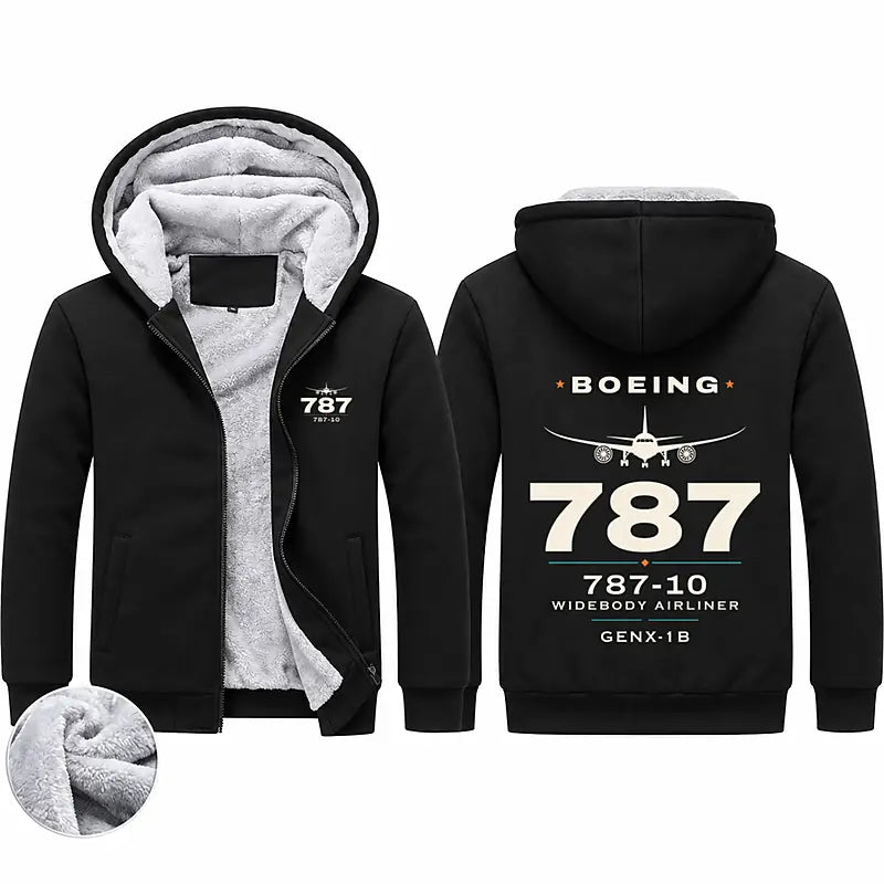 Boeing 787-10 Dreamliner Zipped Sweatshirts - Heritage - Black