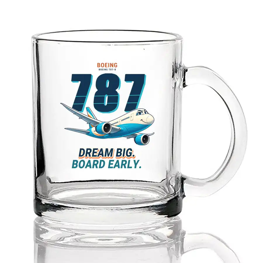 Boeing 787-8 Dreamliner - Cartoon - Coffee & Tea Glass