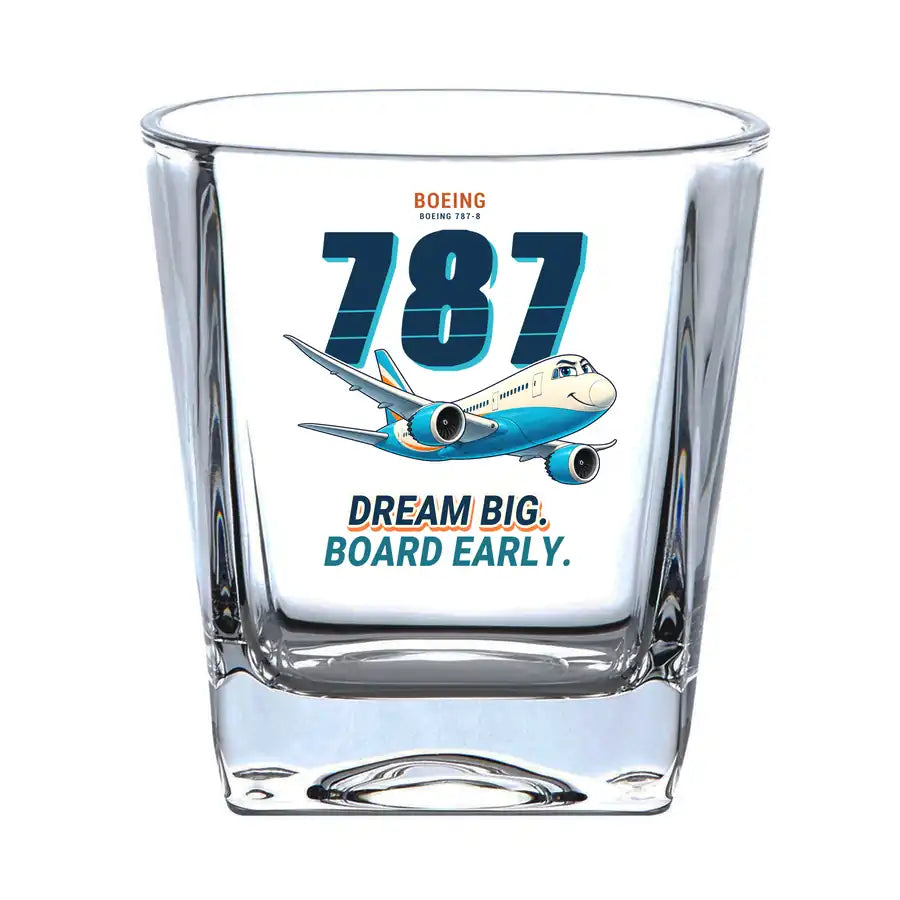 Boeing 787-8 Dreamliner - Cartoon - Whiskey Glass