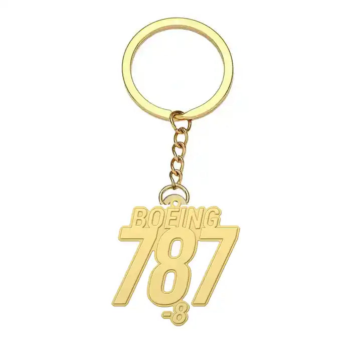 Boeing 787-8 Dreamliner - Hollow Key Chain - Tag - Gold