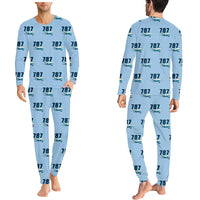 Thumbnail for Boeing 787-8 Dreamliner - Men Pajamas - Cartoon Pattern - Light Blue
