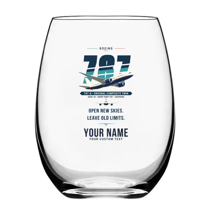 Boeing 787-8 Dreamliner - Original + Name - Water & Drink Glass