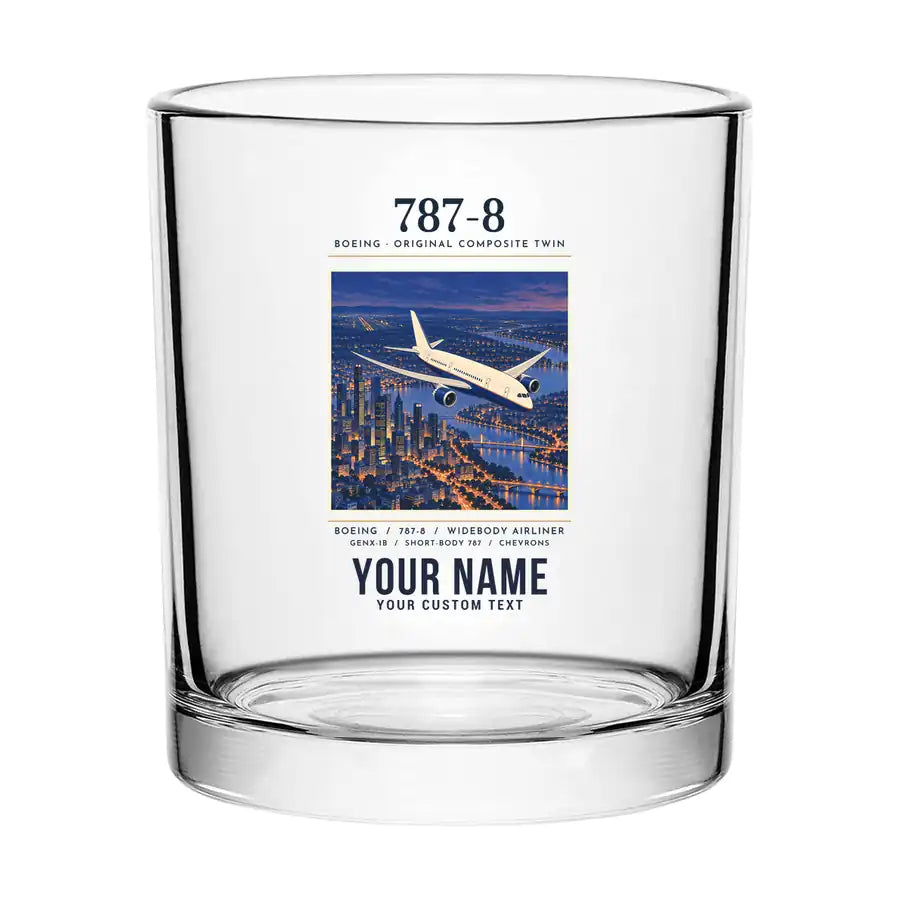 Boeing 787-8 Dreamliner - Poster + Name - Special Whiskey Glass