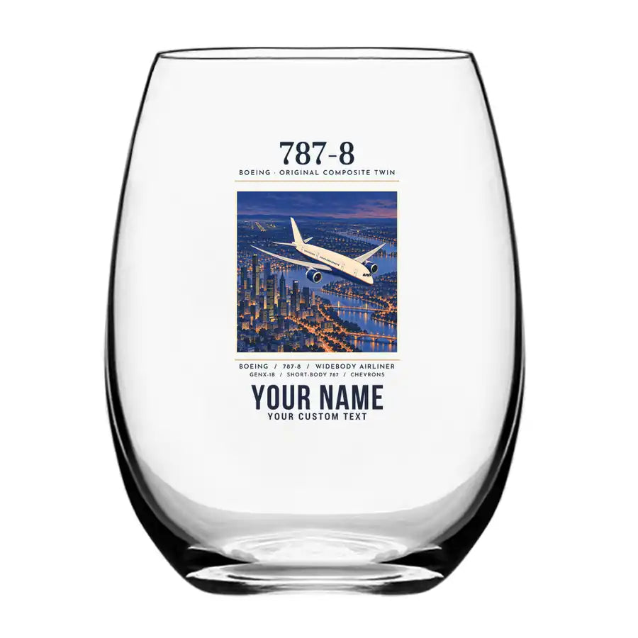 Boeing 787-8 Dreamliner - Poster + Name - Water & Drink Glass