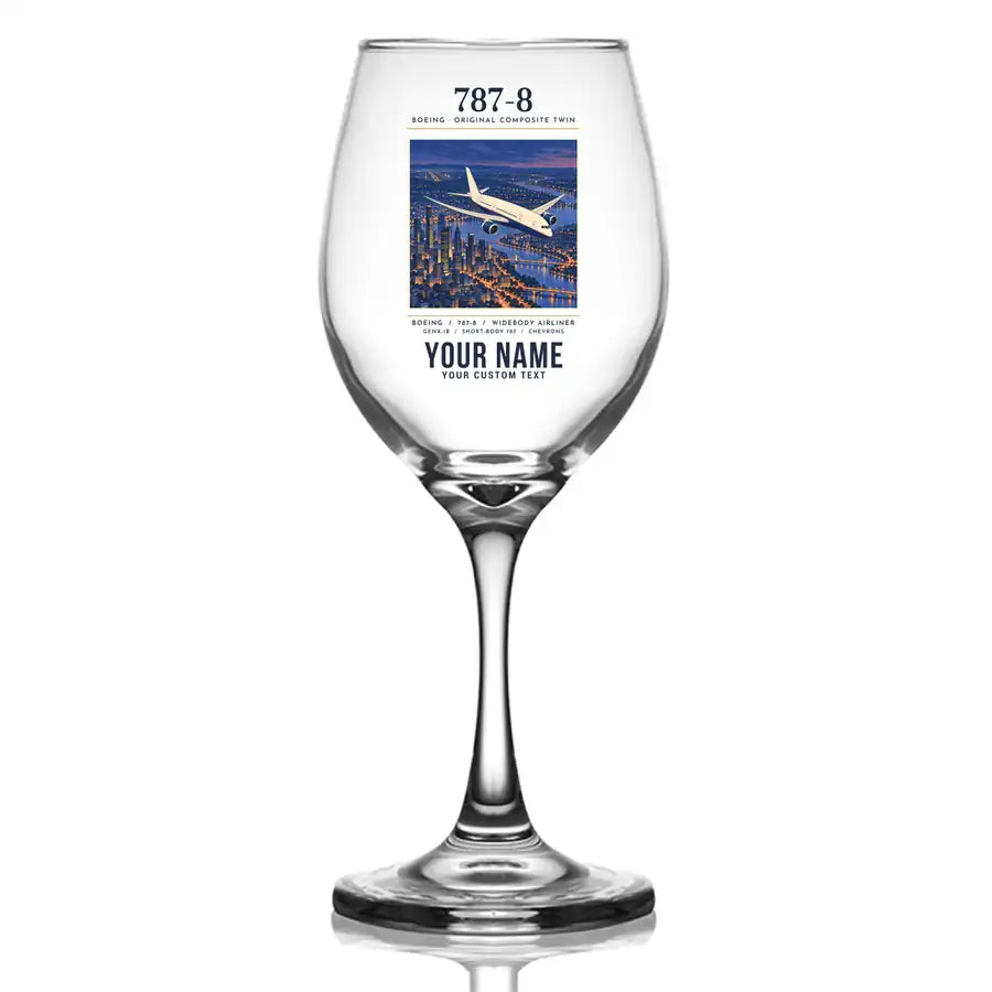 Boeing 787-8 Dreamliner - Poster + Name - Wine Glass