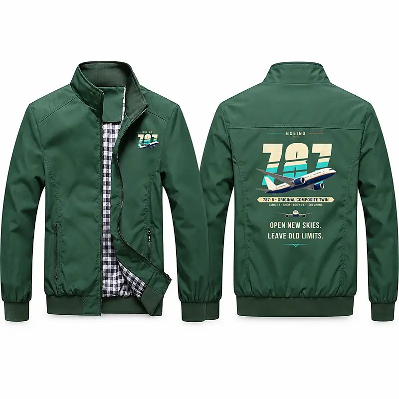 Boeing 787-8 Dreamliner Stylish Jackets - Stand Collar - Original - Green