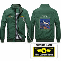 Thumbnail for Boeing 787-8 Dreamliner Stylish Jackets - Stand Collar - Poster + Name - Green