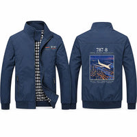 Thumbnail for Boeing 787-8 Dreamliner Stylish Jackets - Stand Collar - Poster - Navy Blue