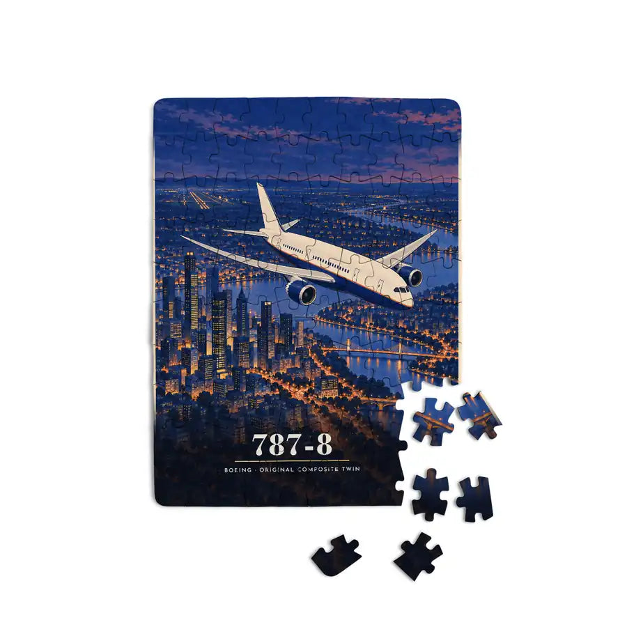 Boeing 787-8 Dreamliner - Vertical + Text - Canvas Puzzle