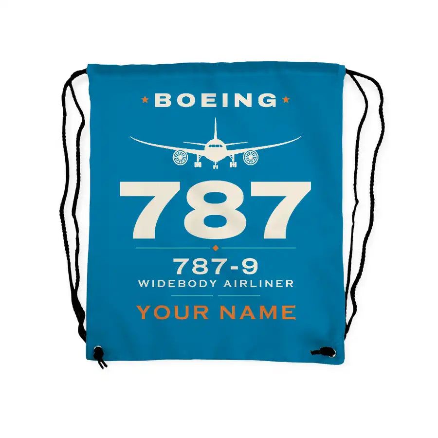 Boeing 787-9 Dreamliner - Drawstring Bag - Heritage + Name - Light Blue