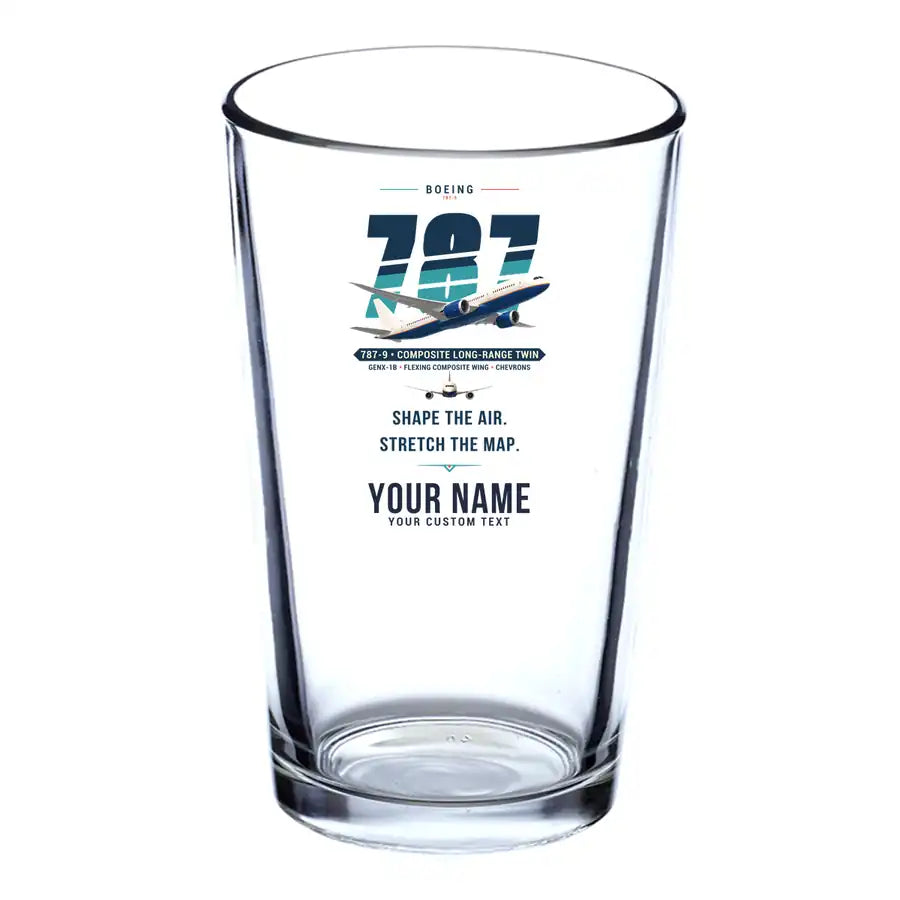 Boeing 787-9 Dreamliner - Original + Name - Beer & Water Glass