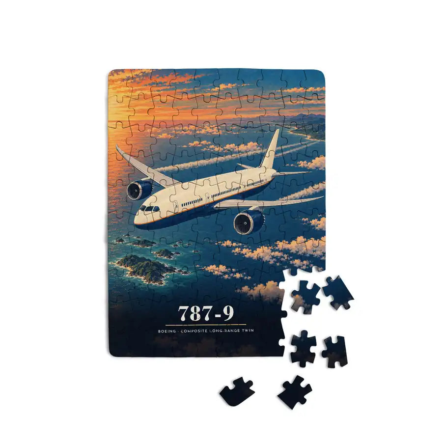 Boeing 787-9 Dreamliner - Vertical + Text - Canvas Puzzle