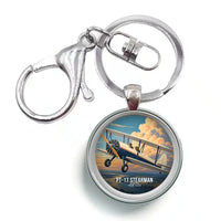 Thumbnail for Boeing Stearman PT-17 - 3D + Name - Circle Key Chain - Full Print