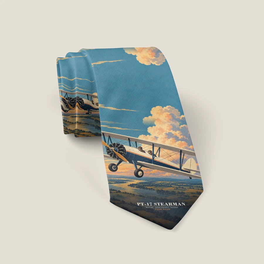 Boeing Stearman PT-17 - 3D + Name - Tie - Full Print