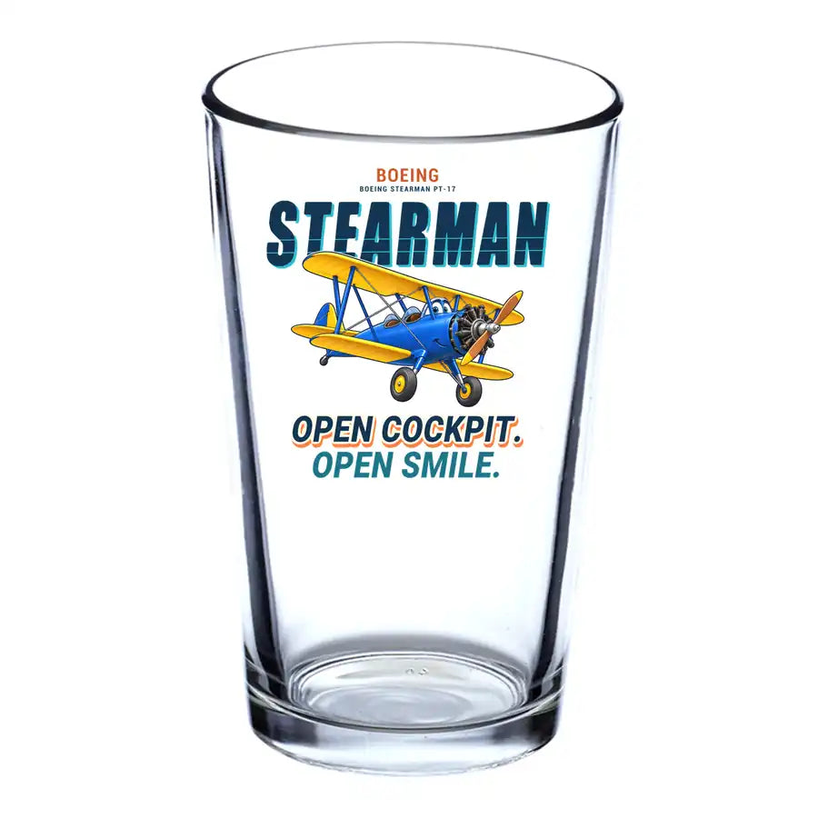 Boeing Stearman PT-17 - Cartoon - Beer & Water Glass
