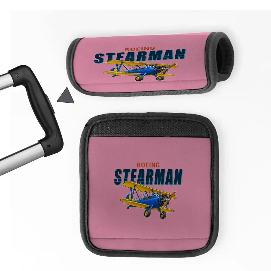 Boeing Stearman PT-17 - Cartoon - Luggage Handle Cover - Pink