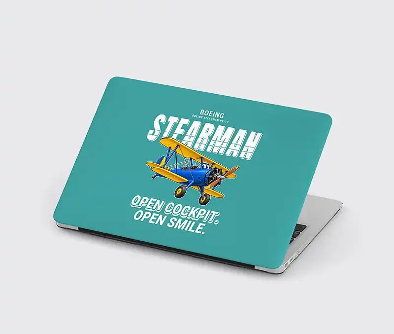 Boeing Stearman PT-17 - Cartoon - MacBook Case - Turquoise