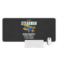 Thumbnail for Boeing Stearman PT-17 - Cartoon + Name - Desk Mat - Black