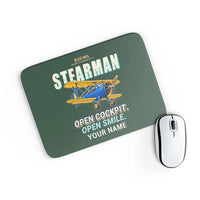 Thumbnail for Boeing Stearman PT-17 - Cartoon + Name - Mouse Pad - Dark Green