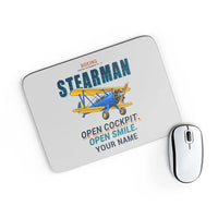 Thumbnail for Boeing Stearman PT-17 - Cartoon + Name - Mouse Pad - Light Gray