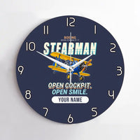 Thumbnail for Boeing Stearman PT-17 - Cartoon + Name - No Frame - Navy Blue