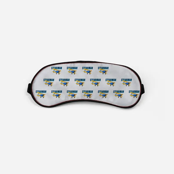 Boeing Stearman PT-17 - Cartoon Pattern - Sleep Mask - Light Gray