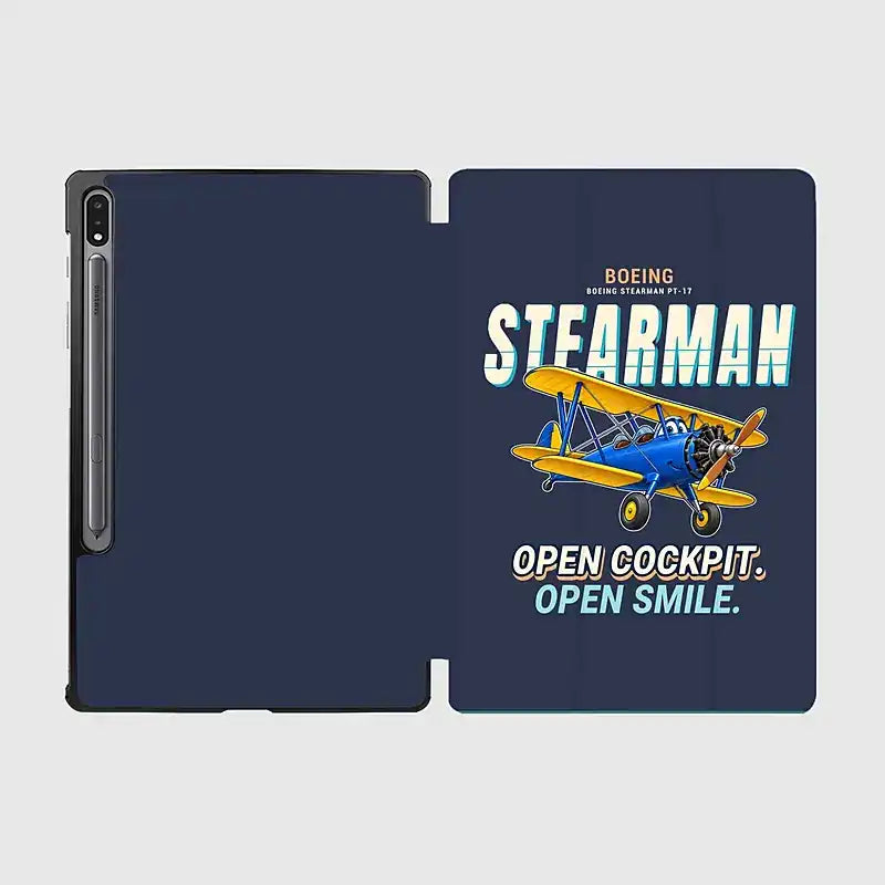 Boeing Stearman PT-17 - Cartoon - Samsung Tablet - Navy Blue